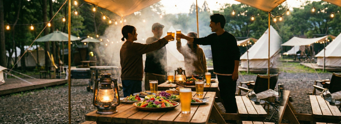 肉の焼ける音で、会話が始まった